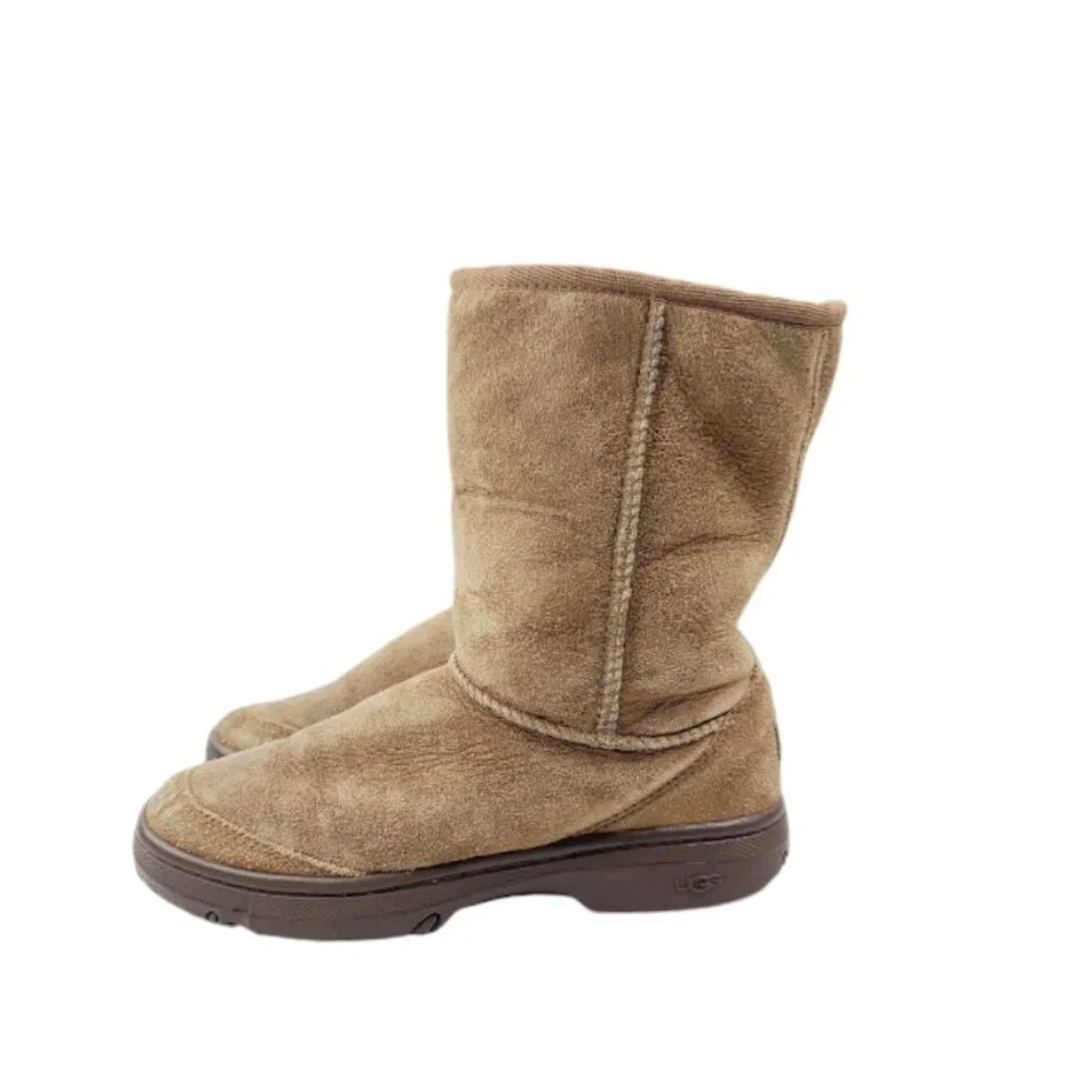 Ugg Women's‎ Tan Ultimate Short 5275 Suede Sherpa Mid-Calf Winter Boots Size 7